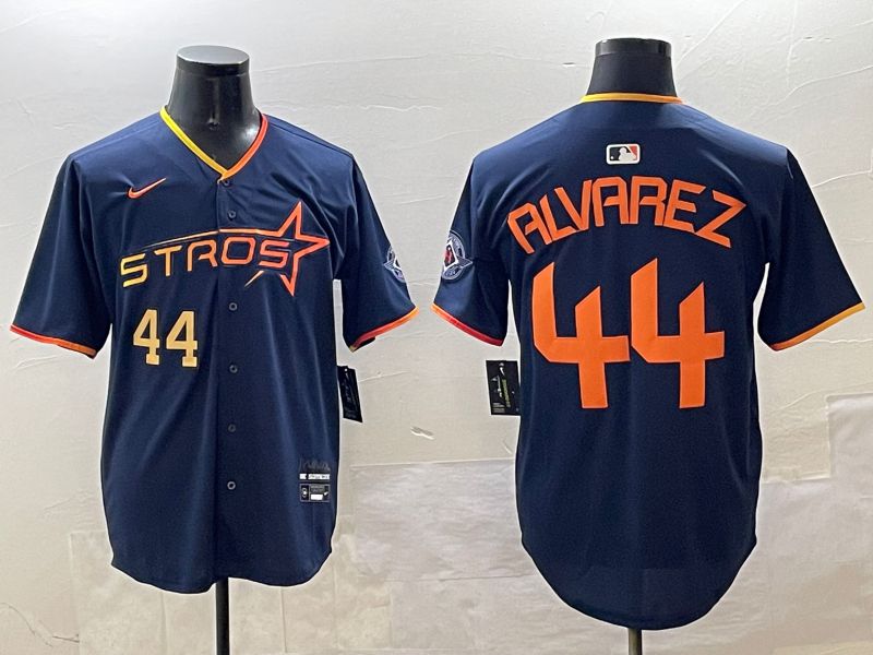 Men Houston Astros #44 Alvarez Drak Blue Three generations Joint Name 2025 Nike MLB Jersey style 6